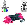 Picture of *NEW* True Twinkle Pink 70 LED C6 Strawberry Mini Lights Commercial Grade on Green Wire
