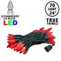 Picture of *NEW* True Twinkle Red 70 LED C6 Strawberry Mini Lights Commercial Grade on Green Wire