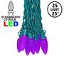 Picture of 25 Purple C9 LED Pre-Lamped String Lights Green Wire