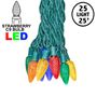 Picture of 25 Multi-Colored LED C9 Pre-Lamped String Lights Green Wire