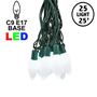 Picture of 25 Pure White Ceramic LED C9 Pre-Lamped String Lights Green Wire