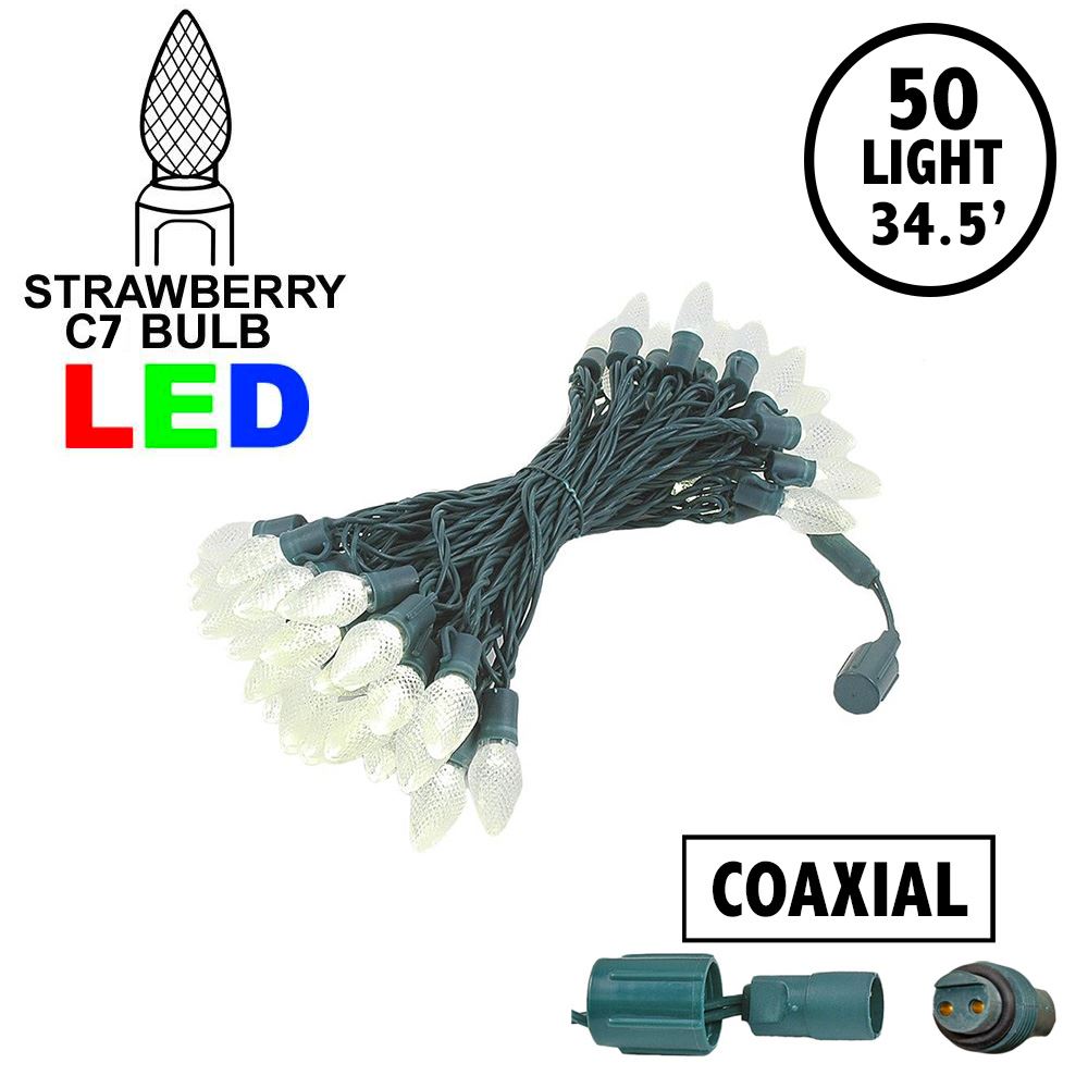 Picture of C7 Coaxial 50 LED Warm White 8" Spacing Green Wire