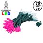 Picture of Pink and Pure White 70 LED C6 Strawberry Mini Lights Commercial Grade Green Wire