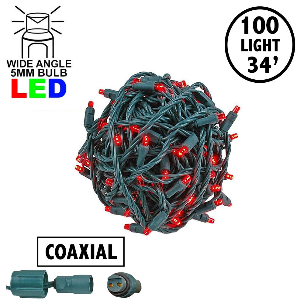 Picture of Coaxial 100 LED Red 4" Spacing Green Wire