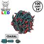 Picture of Coaxial 100 LED Red 4" Spacing Green Wire