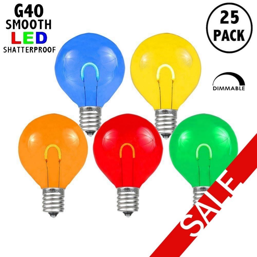 Picture of Multi Colored G40 U-Shaped LED Plastic Flex Filament Replacement Bulbs 25 Pack