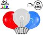 Picture of Red/White/Blue G40 U-Shaped LED Plastic Flex Filament Replacement Bulbs 25 Pack