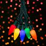 Picture of 25 Multi-Colored Ceramic LED C9 Pre-Lamped String Lights Green Wire