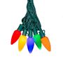 Picture of 25 Multi-Colored Ceramic LED C9 Pre-Lamped String Lights Green Wire