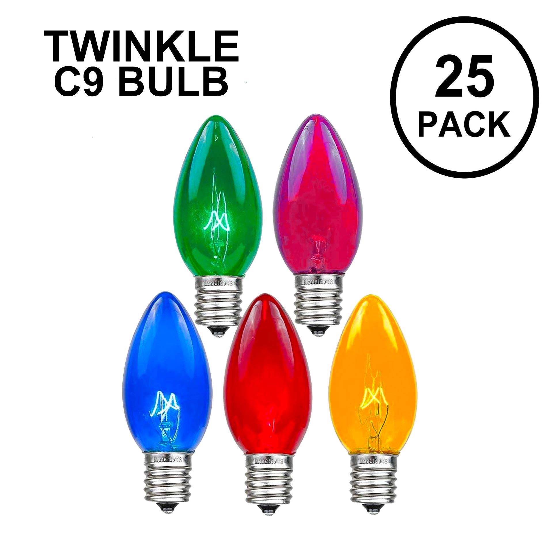 Picture of Assorted Twinkle C9 Bulbs 7 Watt Replacement Lamps 25 Pack