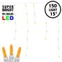 Picture of Orange (amber) LED Icicle Lights on White Wire 150 Bulbs