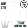 Picture of Coaxial Warm White LED Icicle Lights on White Wire 150 Bulbs
