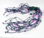 Pink LED Icicle Lights on Green Wire 150 Bulbs