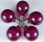 100 G50 Globe Light String Set with Purple Bulbs on White Wire