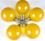 25 G50 Globe Light String Set with Yellow Bulbs on Brown Wire