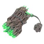 50 LED Green LED Christmas Lights 11' Long on Brown Wire
