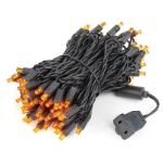 Commercial Grade Wide Angle 100 LED Orange 34' Long Black Wire