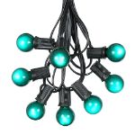 100 G30 Globe String Light Set with Green Satin Bulbs on Black Wire