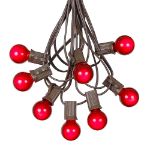 100 G30 Globe String Light Set with Red Satin Bulbs on Brown Wire