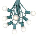 100 G30 Globe String Light Set with Frosted White Bulbs on Green Wire