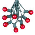 100 G30 Globe String Light Set with Red Satin Bulbs on Green Wire