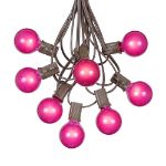100 G40 Globe String Light Set with Pink Bulbs on Brown Wire