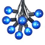100 G50 Globe Light String Set with Blue Bulbs on Black Wire