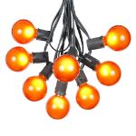 100 G50 Globe Light String Set with Orange Bulbs on Black Wire