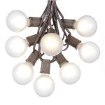 100 G50 Globe Light String Set with Frosted Bulbs on Brown Wire