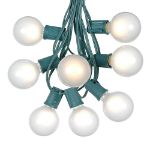 100 G50 Globe Light String Set with Frosted White on Green Wire