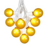 100 G50 Globe Light String Set with Yellow Bulbs on White Wire