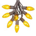 25 Twinkling C9 Christmas Light Set - Yellow - Brown Wire