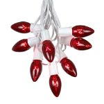 25 Twinkling C9 Christmas Light Set - Red - White Wire