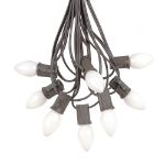 100 C7 String Light Set with White Ceramic Bulbs on Brown Wire