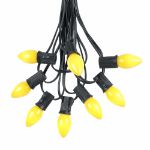 25 Light String Set with Yellow Ceramic C7 Bulbs on Black Wire
