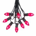 100 C7 String Light Set with Pink Bulbs on Black Wire