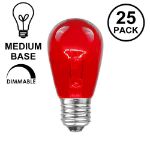 25 Pack of Transparent Red S14 11 Watt Bulbs Meduim Base e26
