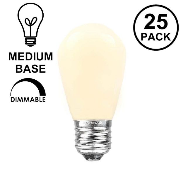 25 Pack of Ceramic White S14 11 Watt Bulbs Meduim Base e26