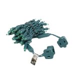 50 LED Green LED Christmas Lights 11' Long on Green Wire