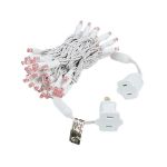 50 LED Pink LED Christmas Lights 11' Long on White Wire