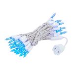 35 Light Traditional T5 Blue LED Mini Lights White Wire