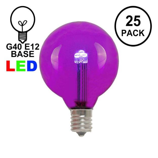 Purple - G40 - Glass LED Replacement Bulbs - 25 Pack