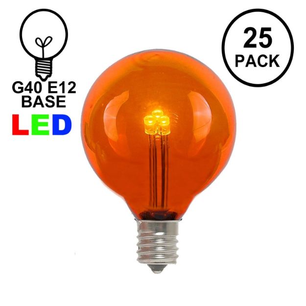 Orange/Amber- G40 - Glass LED Replacement Bulbs - 25 Pack