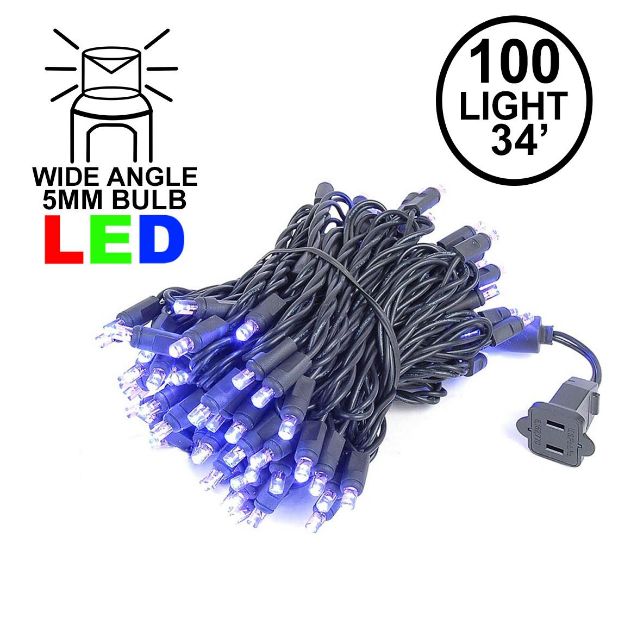 Commercial Grade Wide Angle 100 LED Purple 34' Long Black Wire