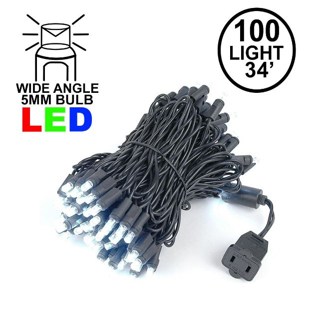Commercial Grade Wide Angle 100 LED Pure White 34' Long Black Wire