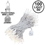 Clear Christmas Mini Lights 100 Light 50 Feet Long on White Wire