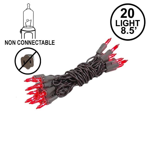 Non Connectable Red Brown Wire Mini Lights 20 Light 8.5'
