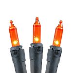 Non Connectable Amber/Orange Black Wire Mini Lights 20 Light 8.5'