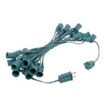 25 Light String Set with Green LED C7 Bulbs on Green Wire