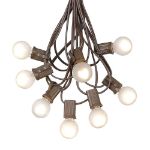 25 G30 Globe Light String Set with Frosted White Bulbs on Brown Wire
